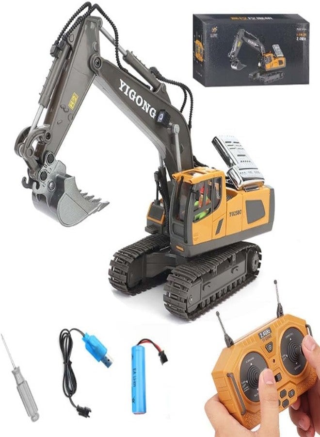 JOYJAY 1:20 Scale Remote Control Excavator Toy for 6-12 yr Boys, Best Birthday Gifts for Kids 7 8 9 10 11 Year Old, RC Construction Toys with Metal Shovel, Lights, Sounds 2.4Ghz -Multicolor - Image 1